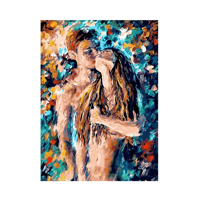 Passionate Embrace Abstract Canvas Poster