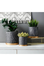 Midnight Marble Planter Set