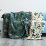 Floral Bird Garden Throw Blanket