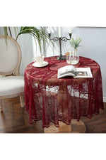 Solid Floral Pattern Hollow Out Lace Tablecloth Home Event Wedding Decor Round Diameter 150/190cm Table Cover Photography Props