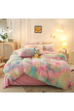 Plush Gradient Shaggy Bedding Set