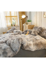 Plush Gradient Shaggy Bedding Set