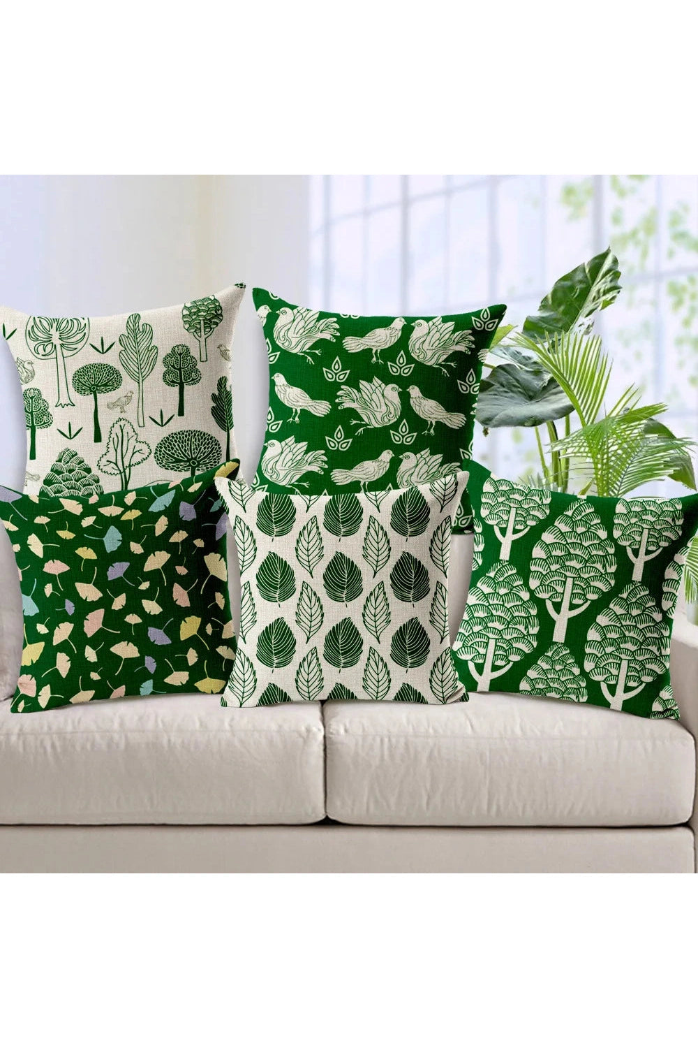 Green Leaf Floral Pillow Case