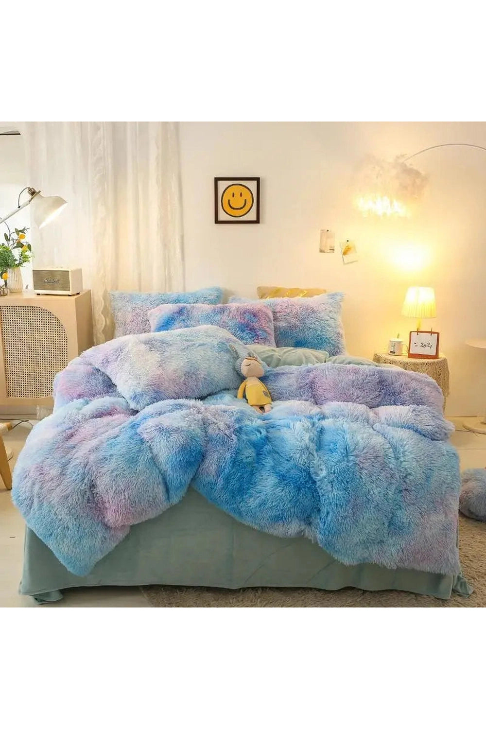 Plush Gradient Shaggy Bedding Set