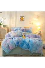 Plush Gradient Shaggy Bedding Set