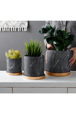 Midnight Marble Planter Set