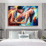 Passionate Embrace Abstract Canvas Poster