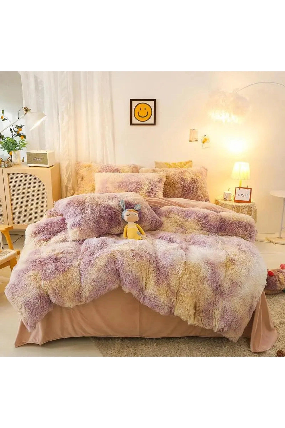 Plush Gradient Shaggy Bedding Set