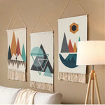 Geometric Mountain Tapestry Trio