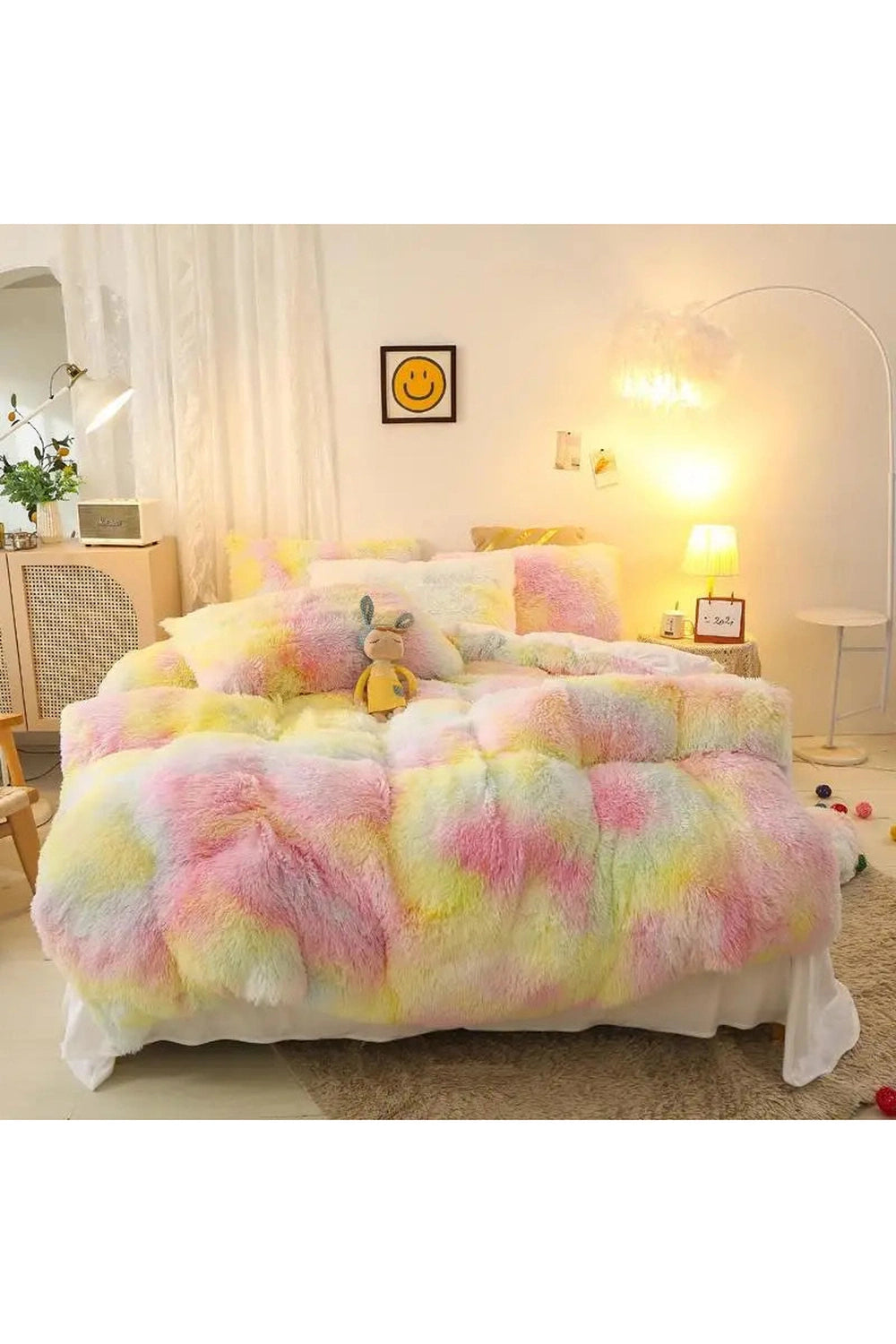 Plush Gradient Shaggy Bedding Set