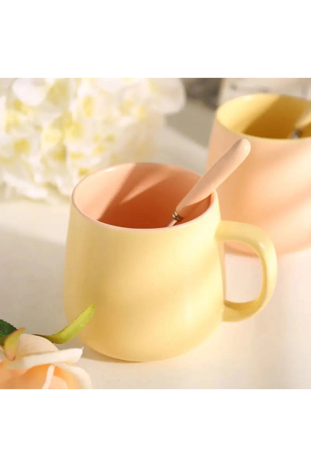 Ceramic Mug with Lid & Spoon