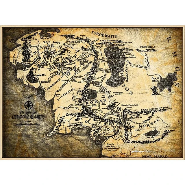 Middle Earth Map Canvas Poster