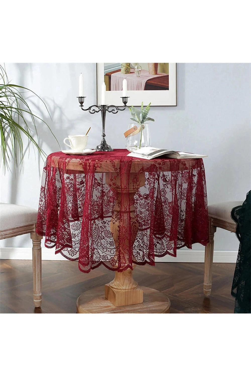 Solid Floral Pattern Hollow Out Lace Tablecloth Home Event Wedding Decor Round Diameter 150/190cm Table Cover Photography Props