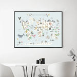 Animal World Map Canvas Poster