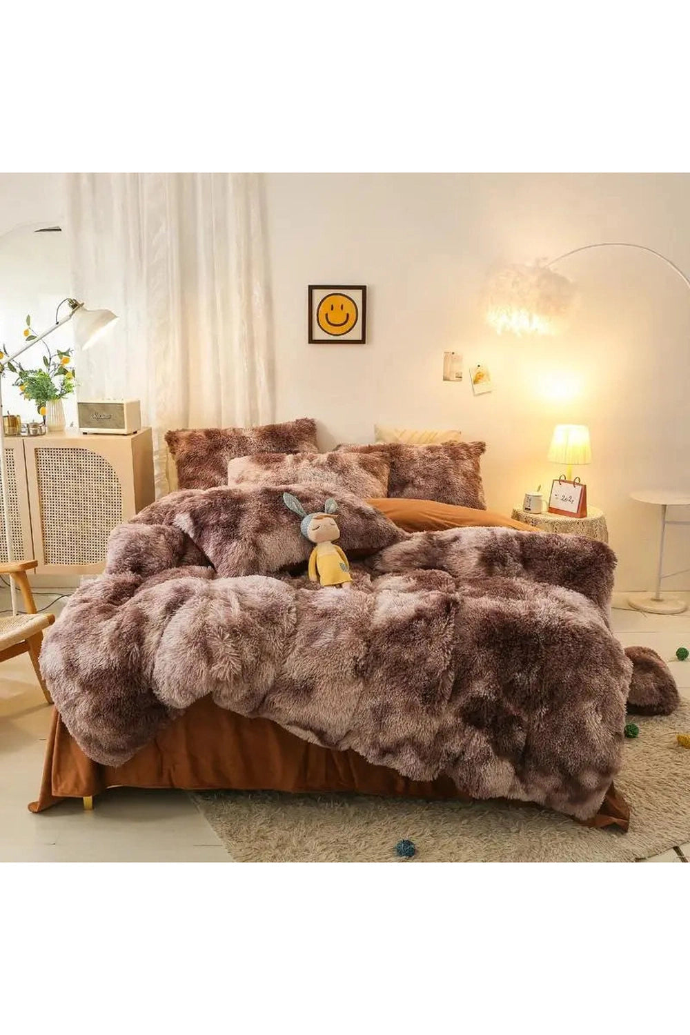 Plush Gradient Shaggy Bedding Set