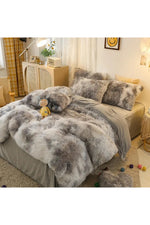 Plush Gradient Shaggy Bedding Set