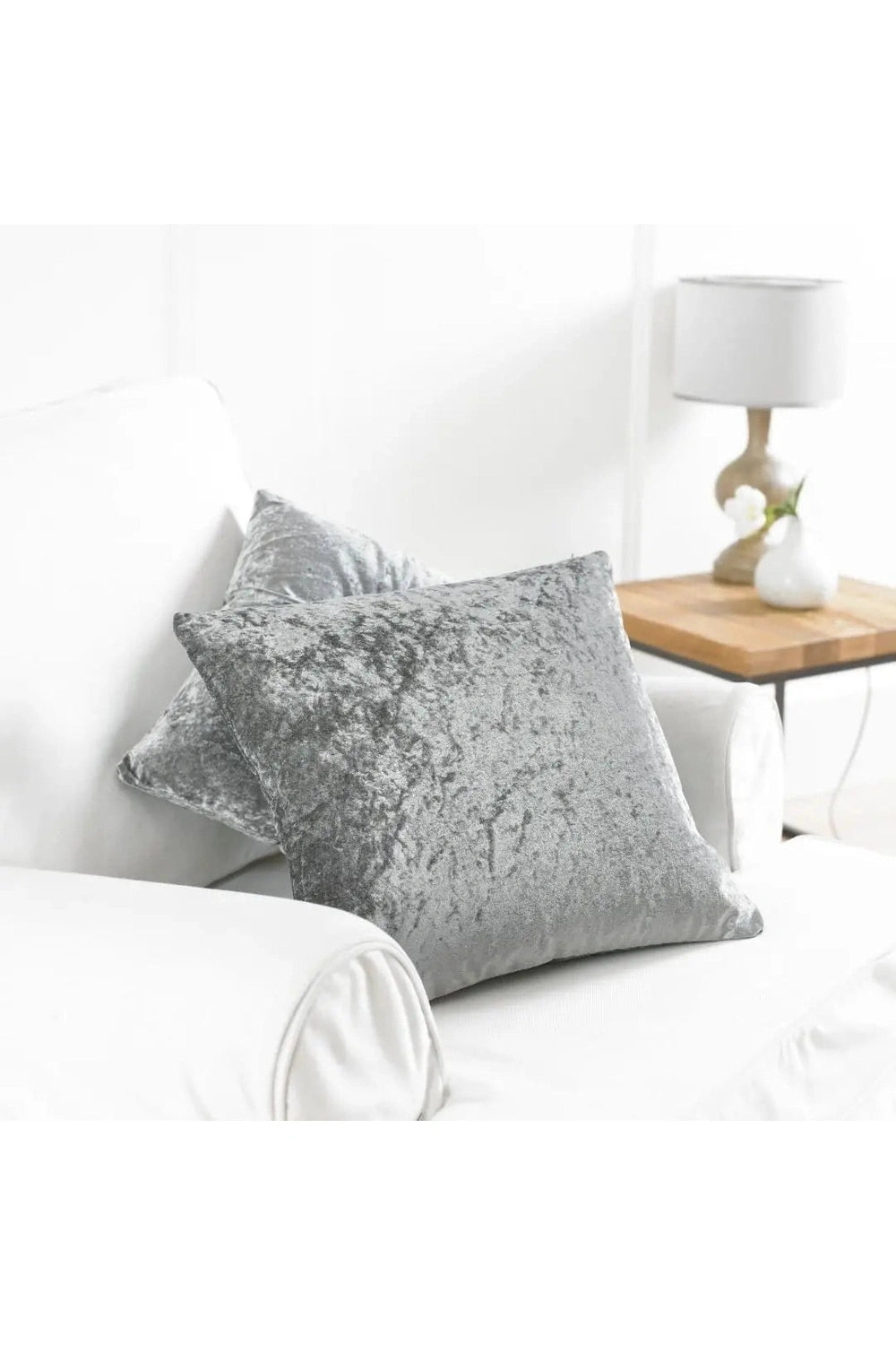 Crushed Grey Velvet Pillow Case