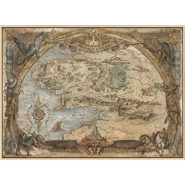 Middle Earth Map Canvas Poster