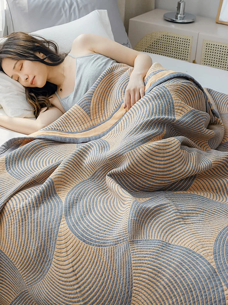 Tranquil Waves Geometric Blanket