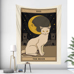 Moon Cat Witchcraft Tarot Tapestry