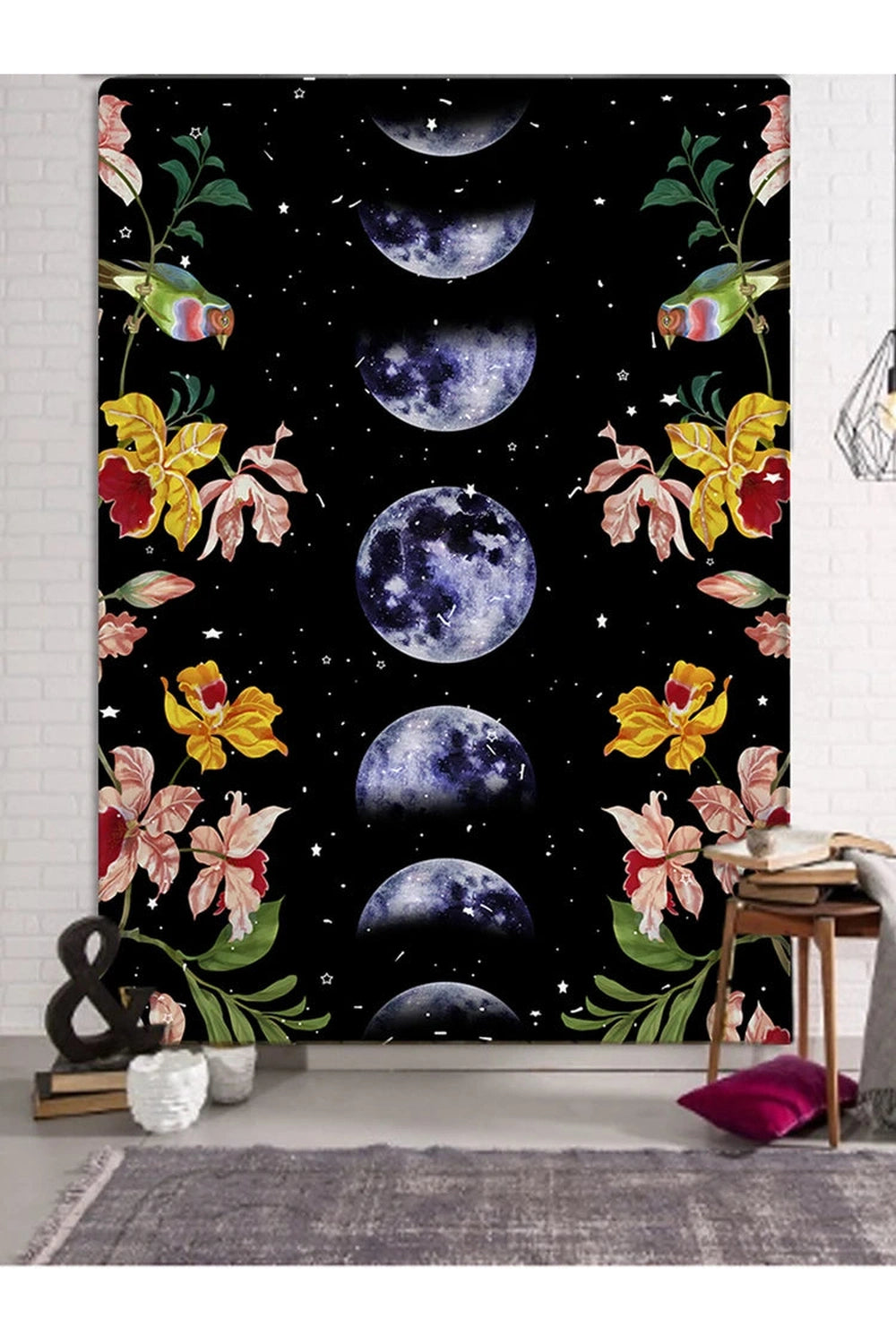 Psychedelic Tapestry Flower Wall Decor Hanging Room Starry Sky Carpet Moon Tapestries Art Home Decoration Accessories