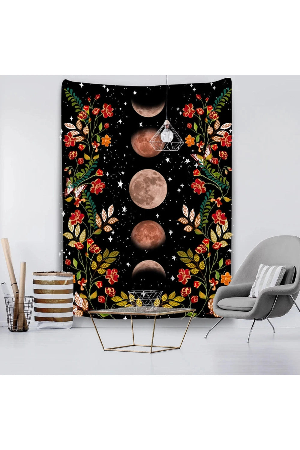 Psychedelic Tapestry Flower Wall Decor Hanging Room Starry Sky Carpet Moon Tapestries Art Home Decoration Accessories