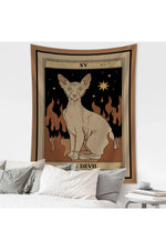 Cartoon Cat Witchcraft Tapestry