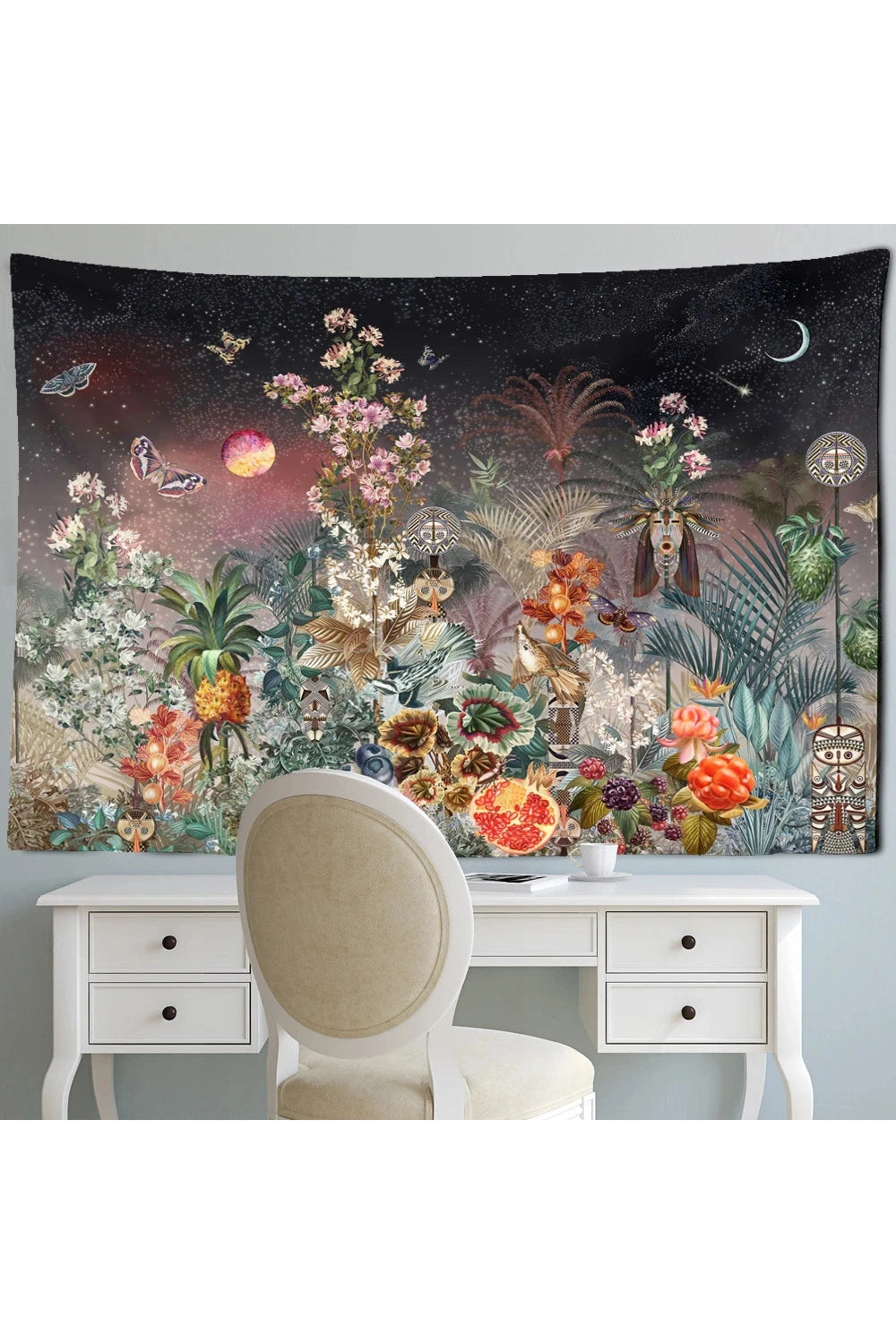 Psychedelic Tapestry Flower Wall Decor Hanging Room Starry Sky Carpet Moon Tapestries Art Home Decoration Accessories