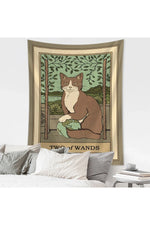 Cartoon Cat Witchcraft Tapestry