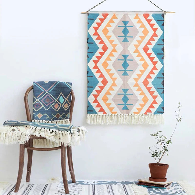 Colorblock Boho Fringe Tapestry