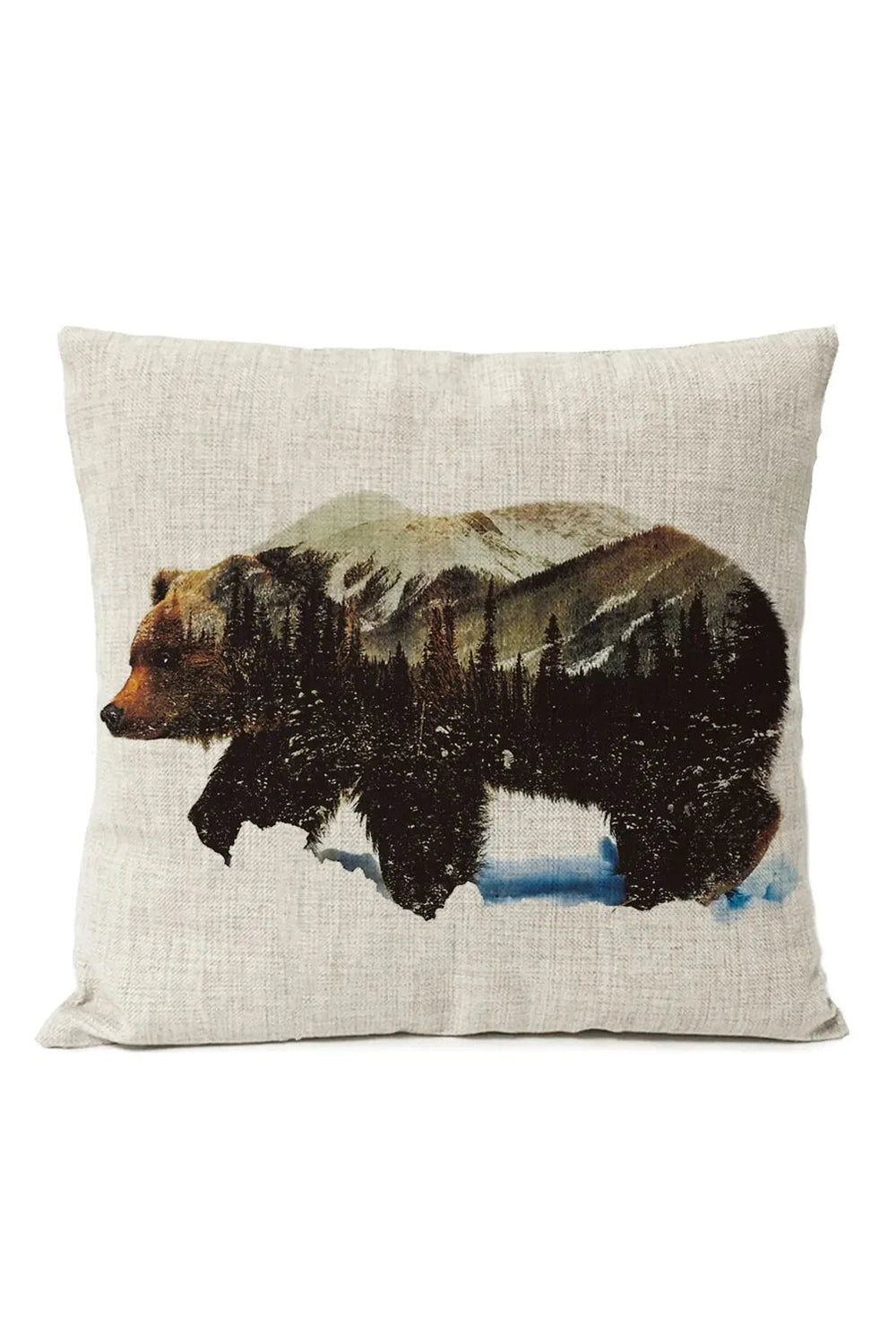 Forest Bear Linen Pillow Case