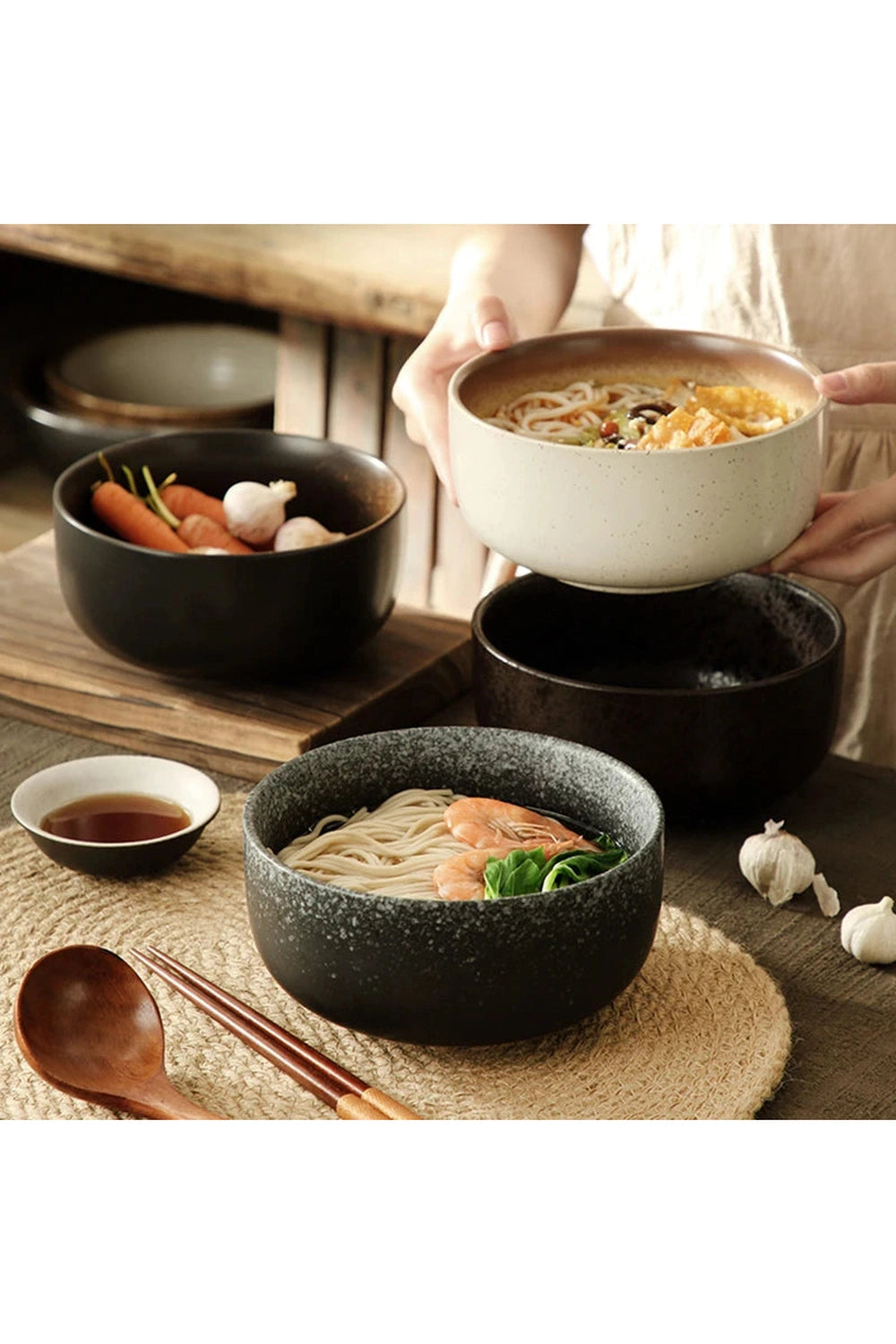 Rustic Harmony Stoneware Bowls