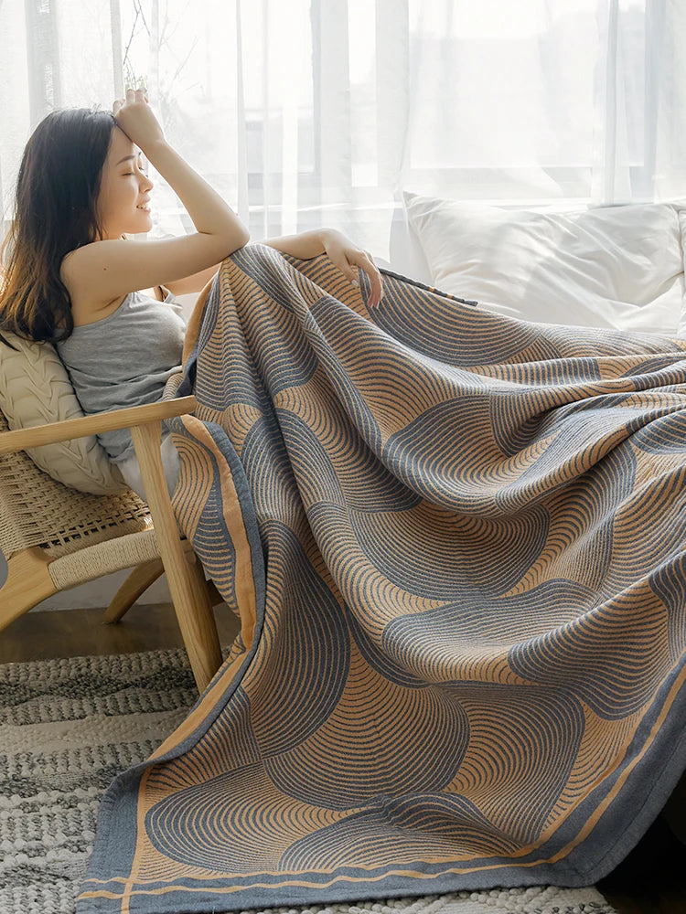 Tranquil Waves Geometric Blanket