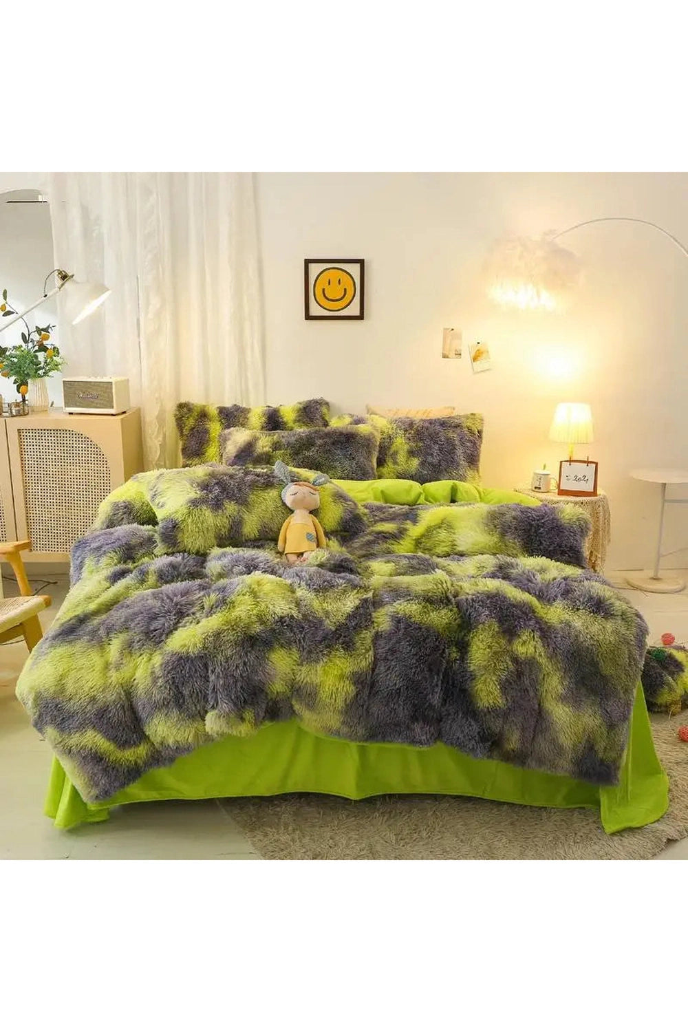 Plush Gradient Shaggy Bedding Set