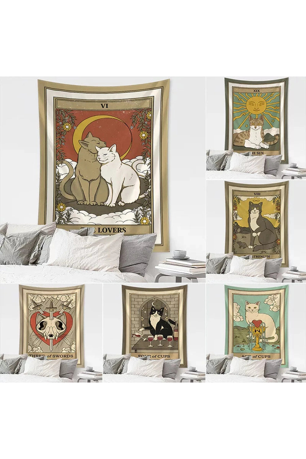 Cartoon Cat Witchcraft Tapestry