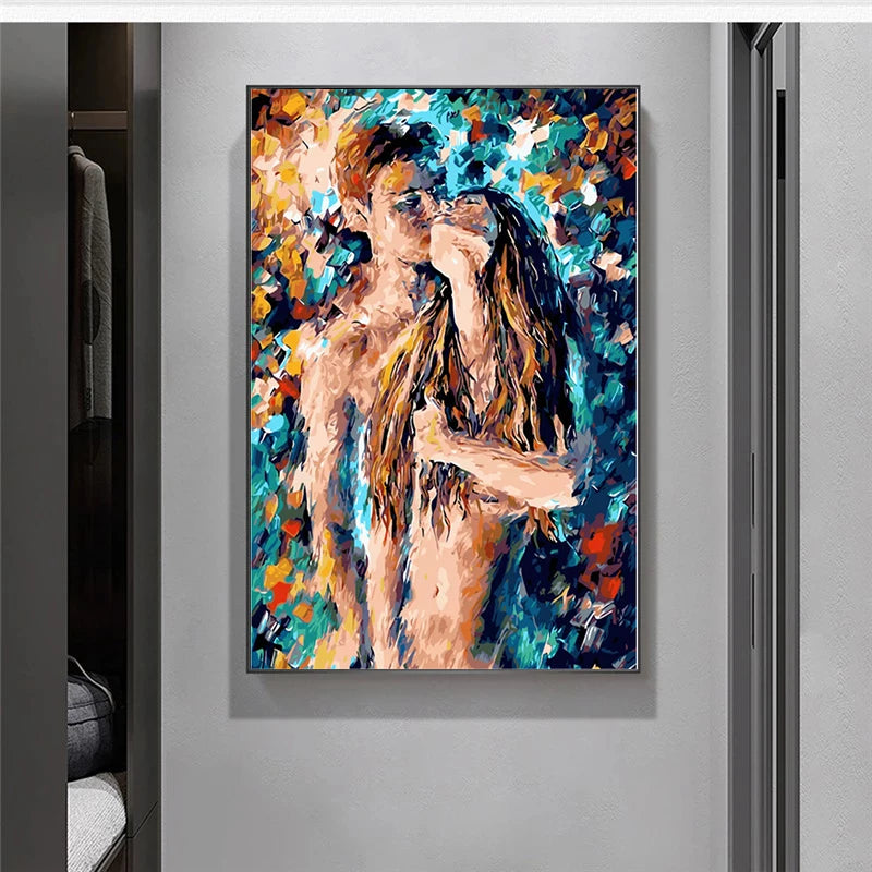 Passionate Embrace Abstract Canvas Poster