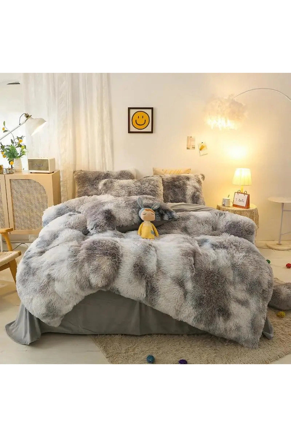 Plush Gradient Shaggy Bedding Set