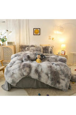 Plush Gradient Shaggy Bedding Set