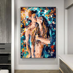 Passionate Embrace Abstract Canvas Poster