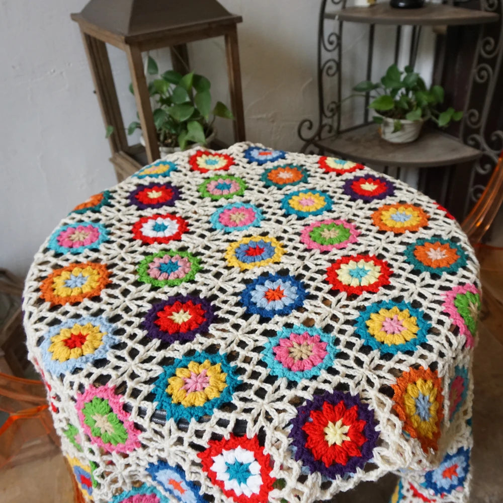 Boho Vintage Crochet Sunburst Blanket