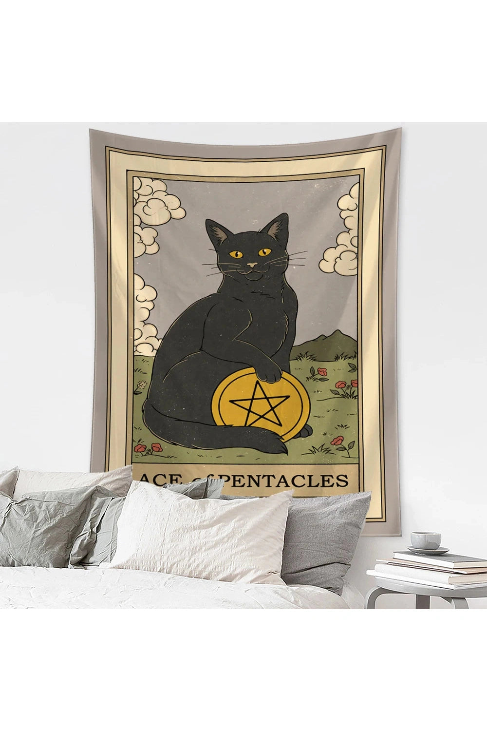 Cartoon Cat Witchcraft Tapestry