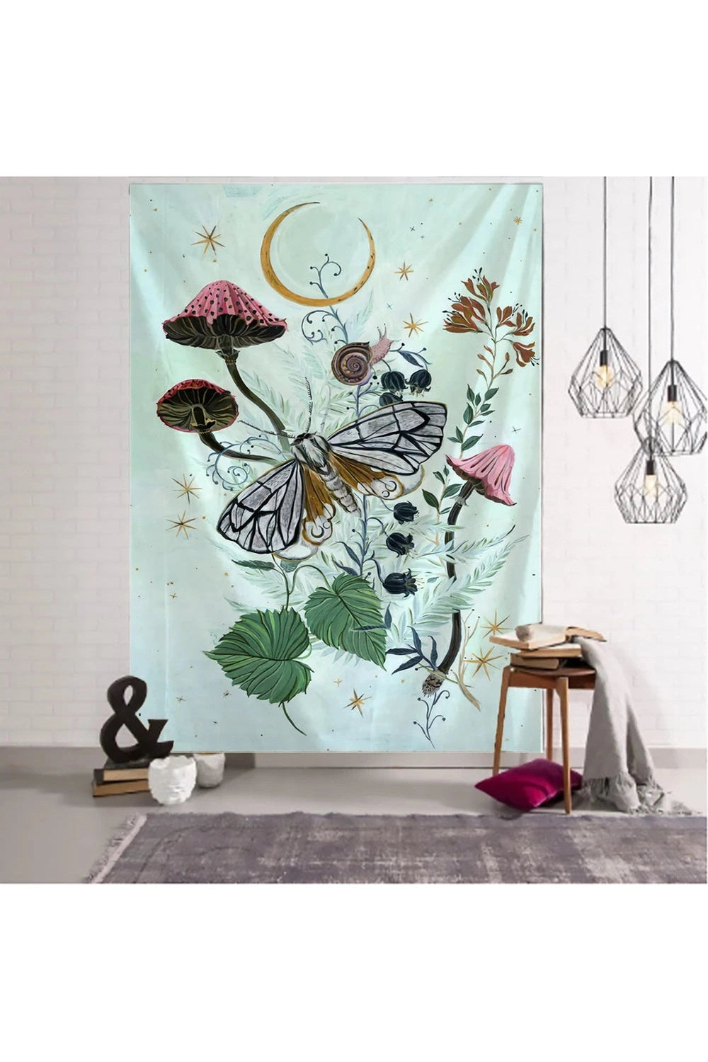 Psychedelic Tapestry Flower Wall Decor Hanging Room Starry Sky Carpet Moon Tapestries Art Home Decoration Accessories