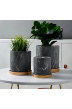 Midnight Marble Planter Set