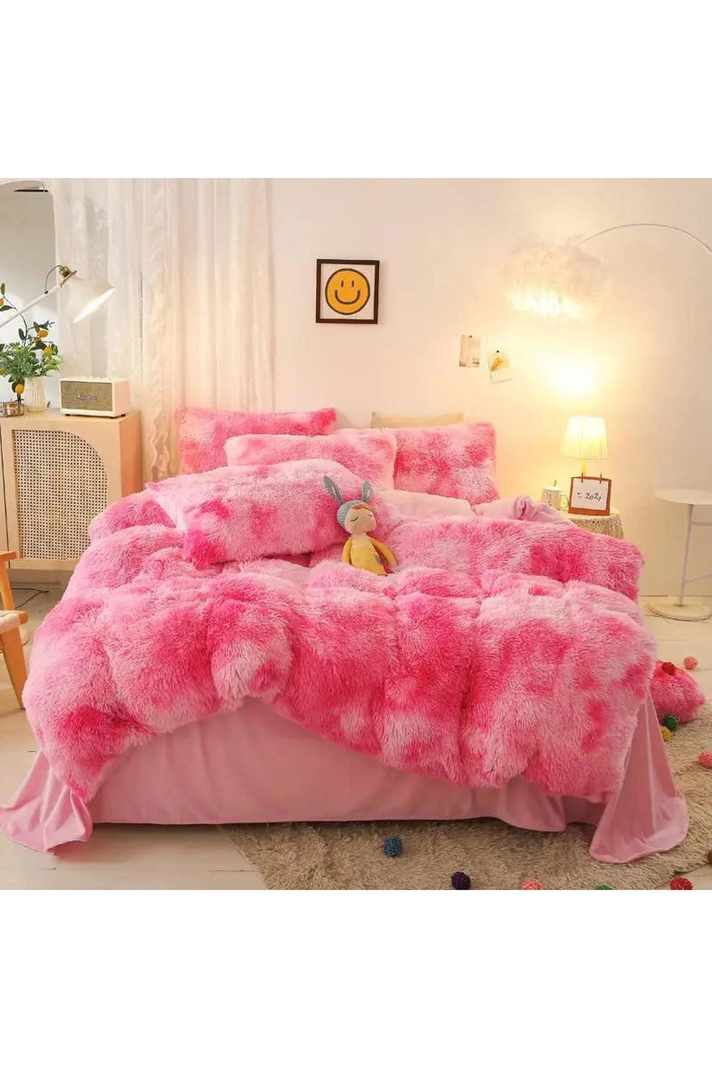 Plush Gradient Shaggy Bedding Set