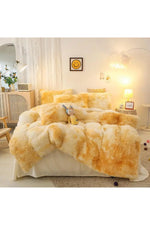 Plush Gradient Shaggy Bedding Set