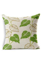 Green Leaf Floral Pillow Case