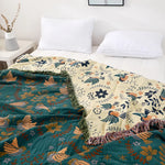 Floral Bird Garden Throw Blanket