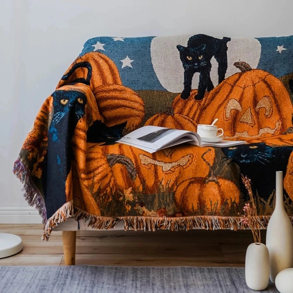 Halloween Midnight Pumpkin Patch Blanket