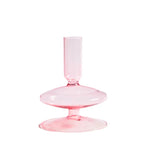 Pink Glass Taper Candle Holder