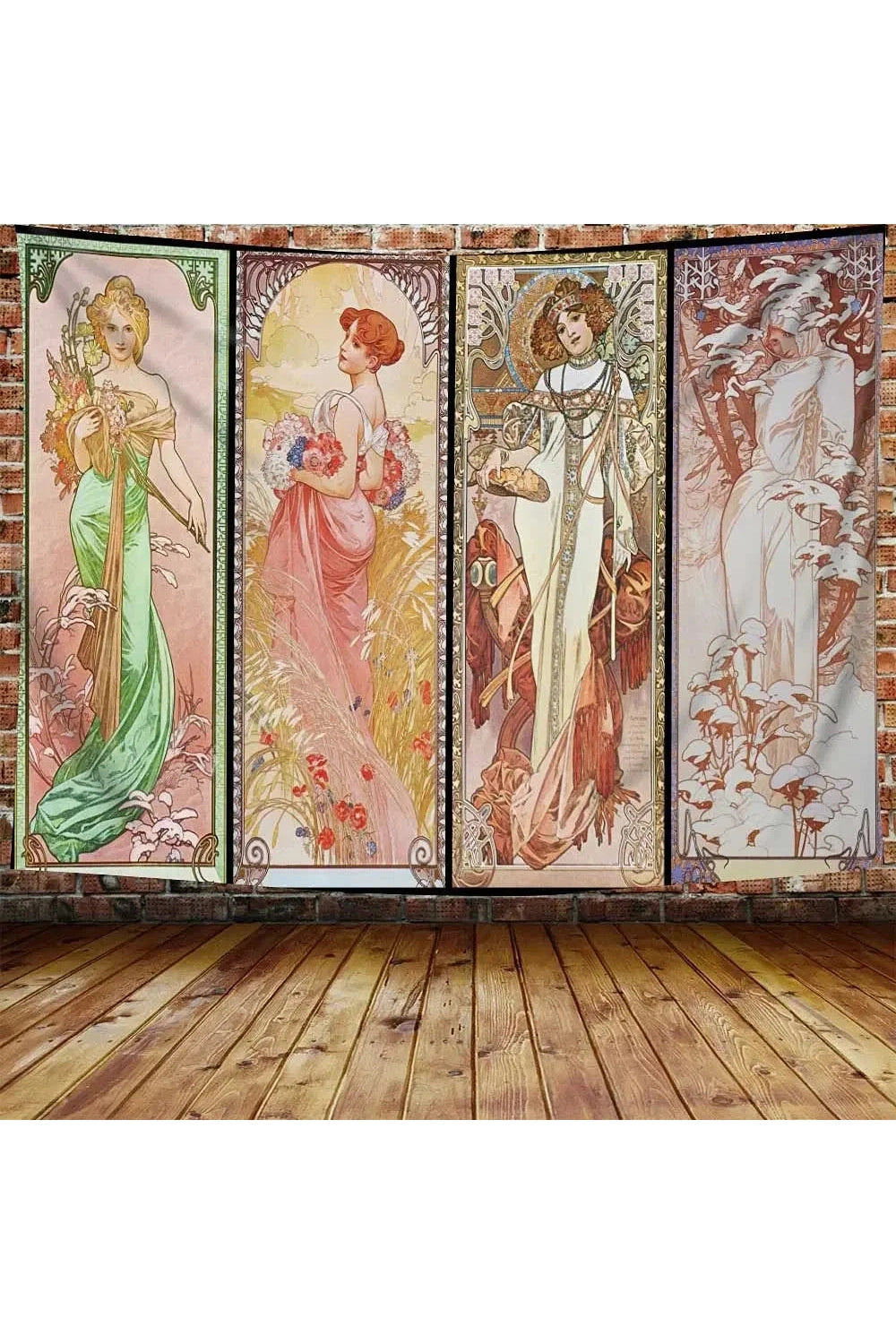 Art Nouveau Lady Tapestry Medieval Optimized Style Tapestries Artwork Wall Hanging Retro Paris Nouveau Vineyard Flirt Home Decor